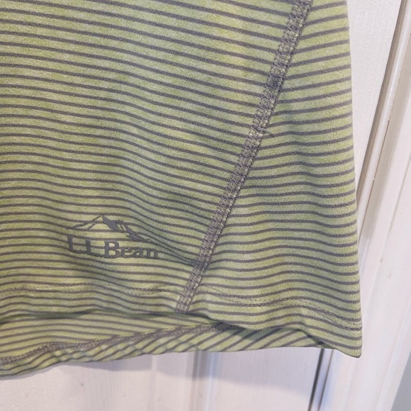 L.L. Bean Size S Green Gray Stripe Racerback Stretchy Pullover Athletic Top Logo - Picture 4 of 8